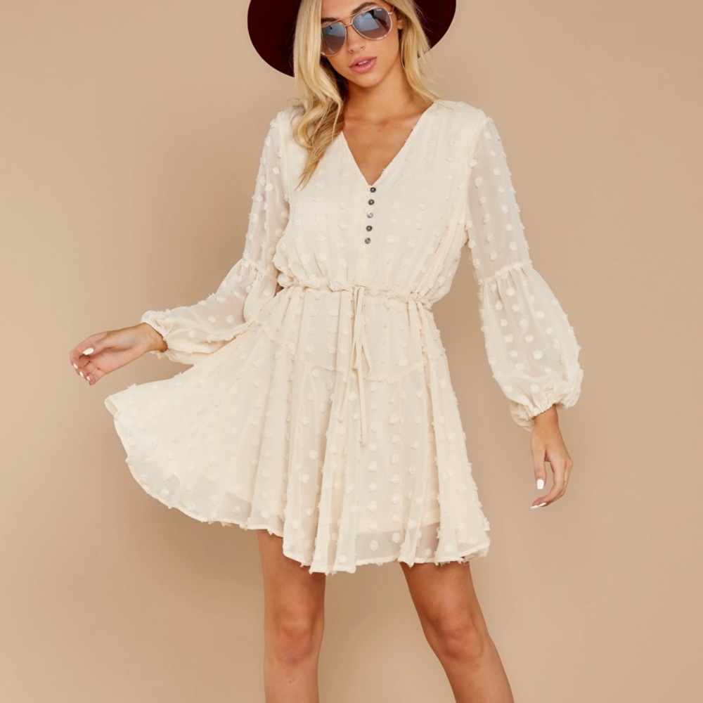 Red dress boutique “if I do” cream dress